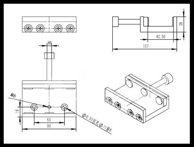 光学手动可调干板架夹具光栅固定夹持器装卡固定锁紧实验光具座